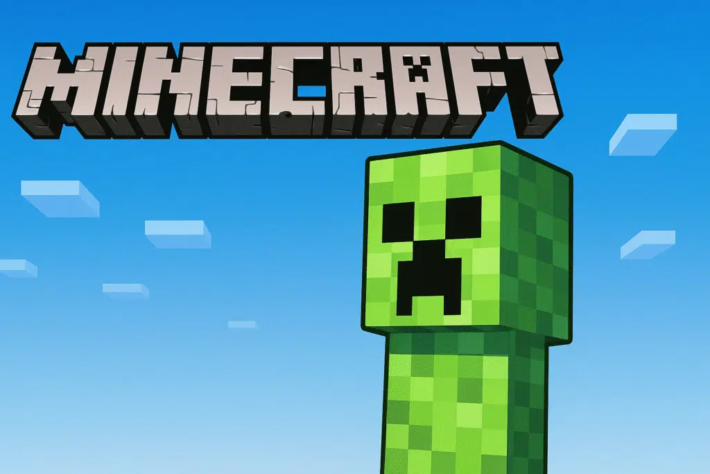 Como editar imagens com o chatgpt (com dicas de prompts) Miniatura para vídeo de gameplay: logo do jogo 'minecraft' com um creeper.