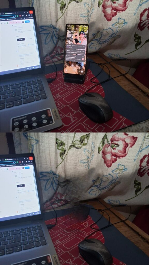 Antes e depois no uso de ia para apagar objetos em fotos