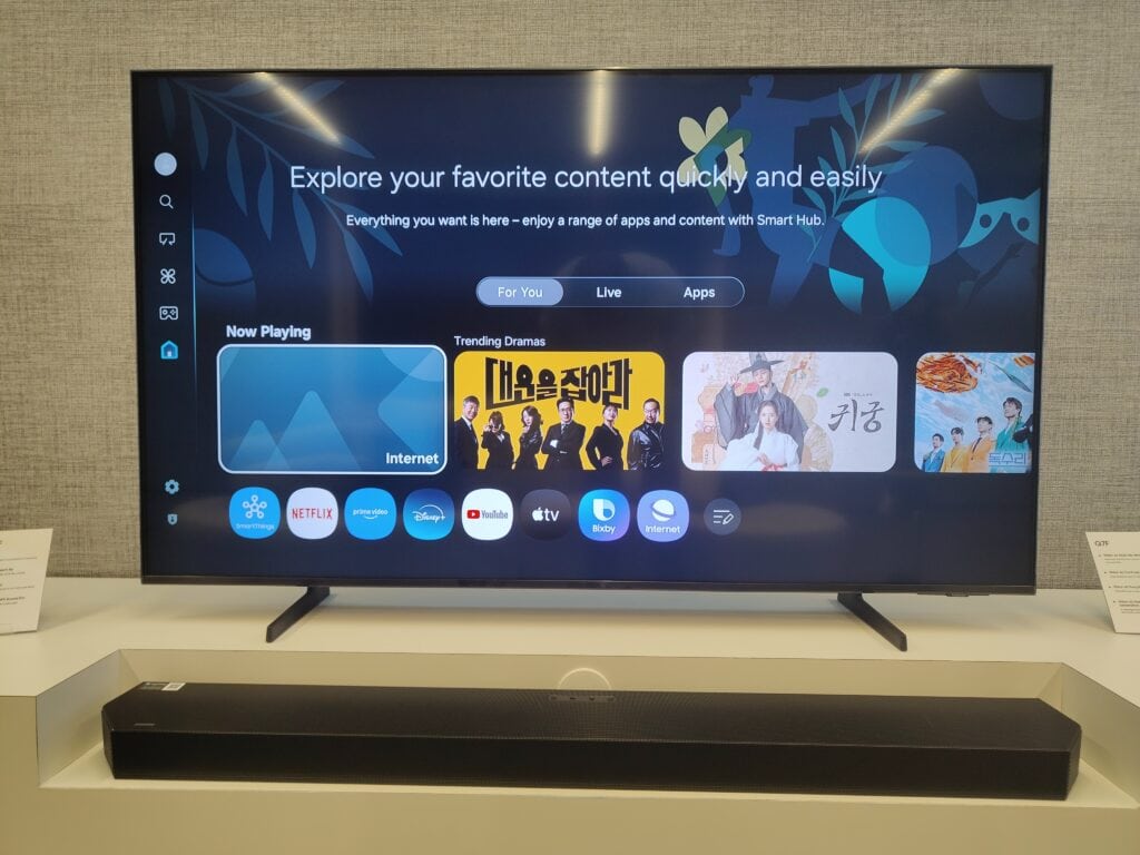 Samsung launches QLED 4K smart TVs Q7F, QEF1 and Q8F with AI, gesture function and karaoke Q7f 4k smart qled tv on home screen