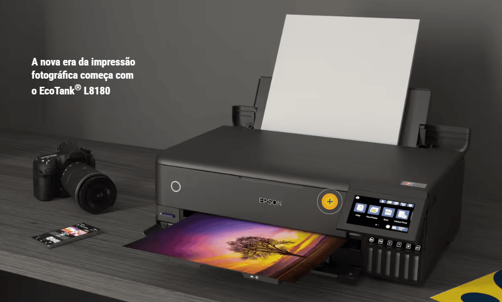 Bästa morsdagspresenterna från R$50 reais Illustrativ bild av fotoskrivaren Epson Ecotank L8180 / källa: Epson