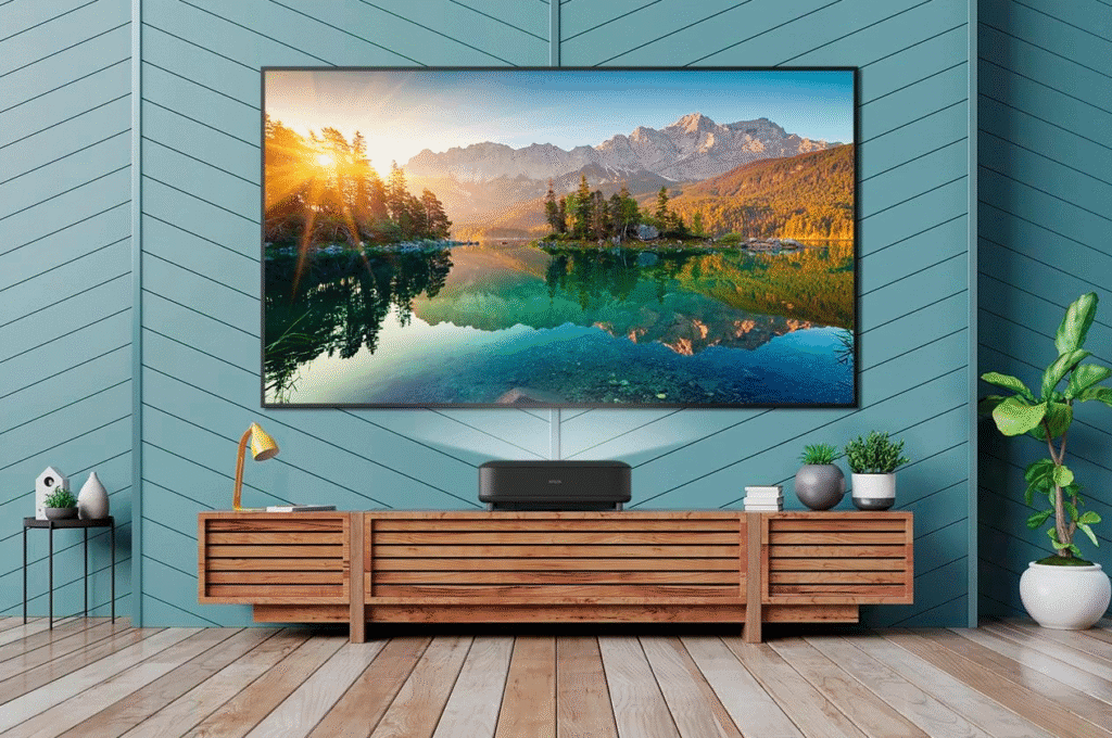 Bästa morsdagspresenterna från R$50 reais Illustrativ bild av Epson Epiqvision LS650-projektorn / källa: Epson