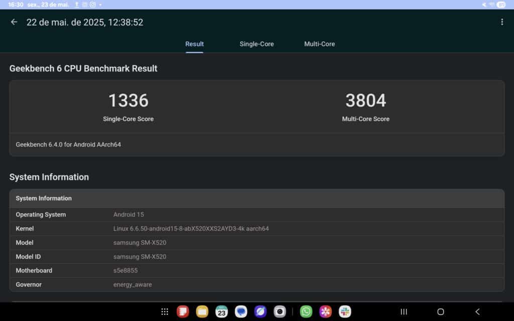 Pontos de benchmark do galaxy tab s10 fe