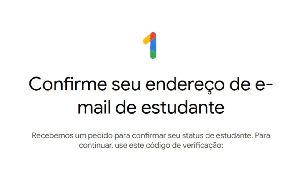 Exemplo de e-mail de verificação para liberar google drive para estudantes