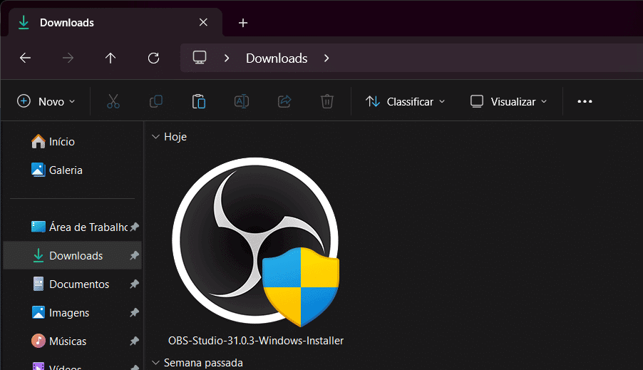 Arquivo de instalação do obs studio no windows