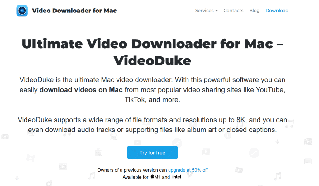 Vídeo downloader para mac, suporte a diversos formatos e alta resolução até 8k.