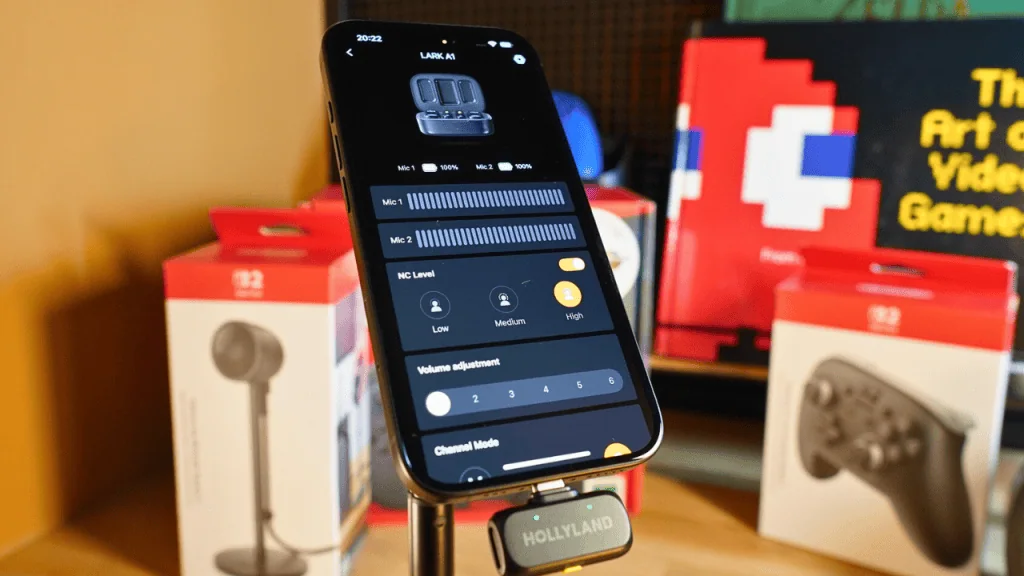 Review: hollyland lark a1, o kit de microfones sem fio com melhor custo-benefício de 2025 Celular exibindo um aplicativo