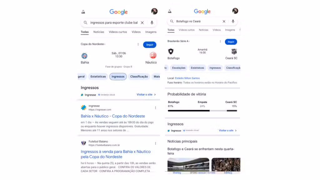 Compra de ingresso no google direto pela busca, anunciado no google for brasi 2025