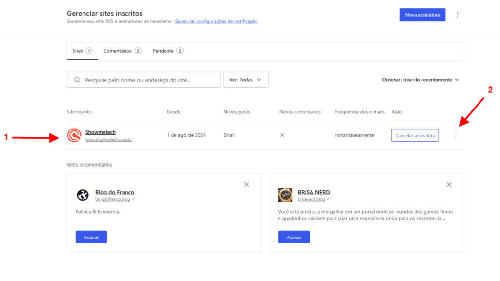 Gerencie a frequência das newsletters do showmetech Gerencie a frequência das newsletters do showmetech. Escolha entre as opções de envio a cada novo post, resumo diário e resumo semanal