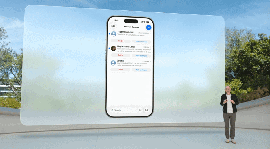 Veja tudo que a apple anunciou no wwdc25 Filtro de sms do ios 26 da apple