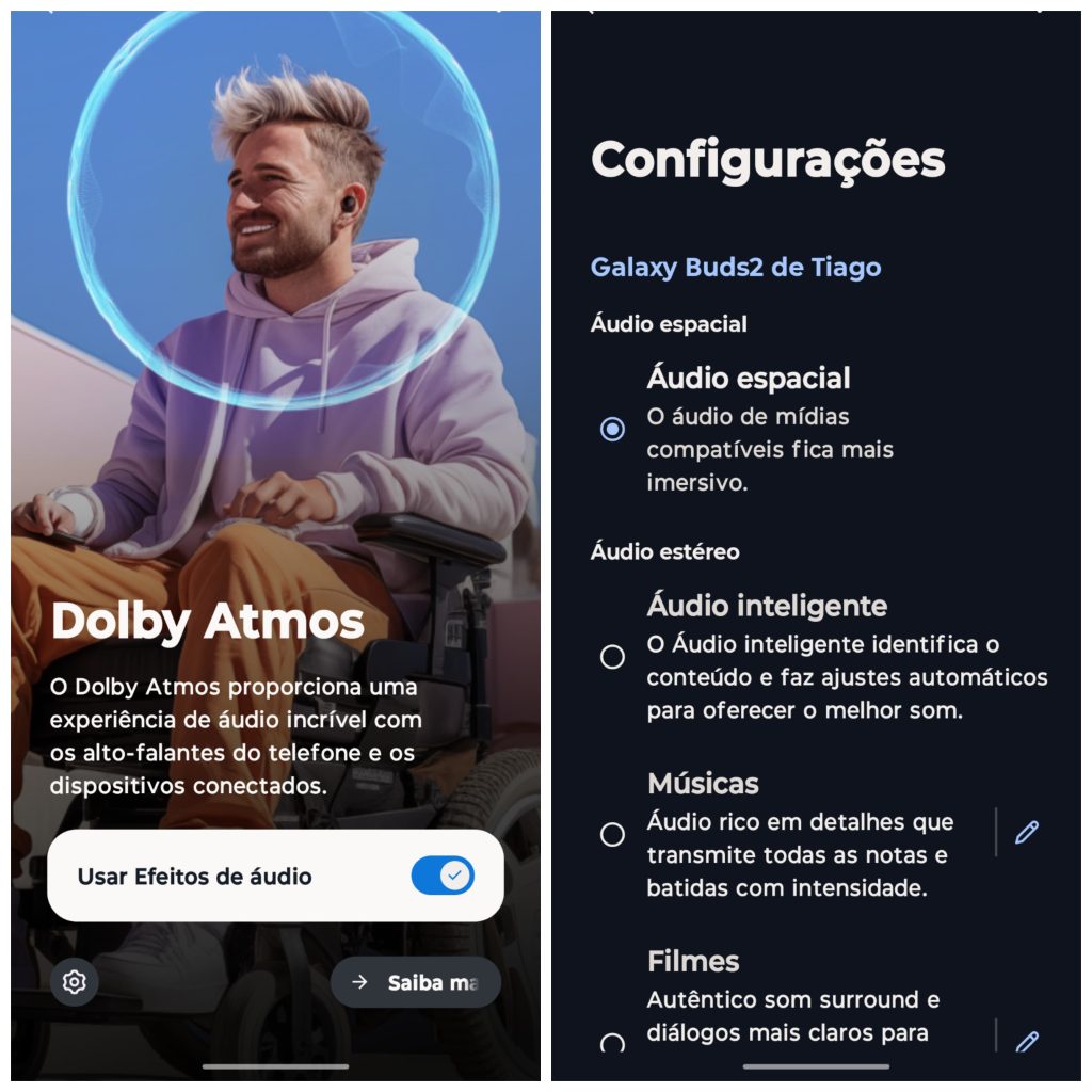 Áudio espacial com dolby atmos no motorola edge 60 pro