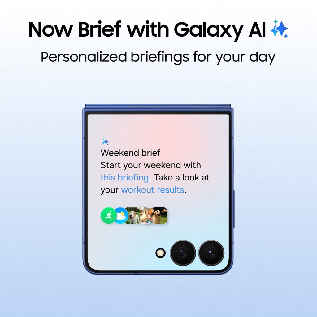 갤럭시 언팩: 삼성, 갤럭시 Z 폴드7, Z 플립7, Z 플립7 FE 출시 갤럭시 Z 플립7 화면의 갤럭시 AI