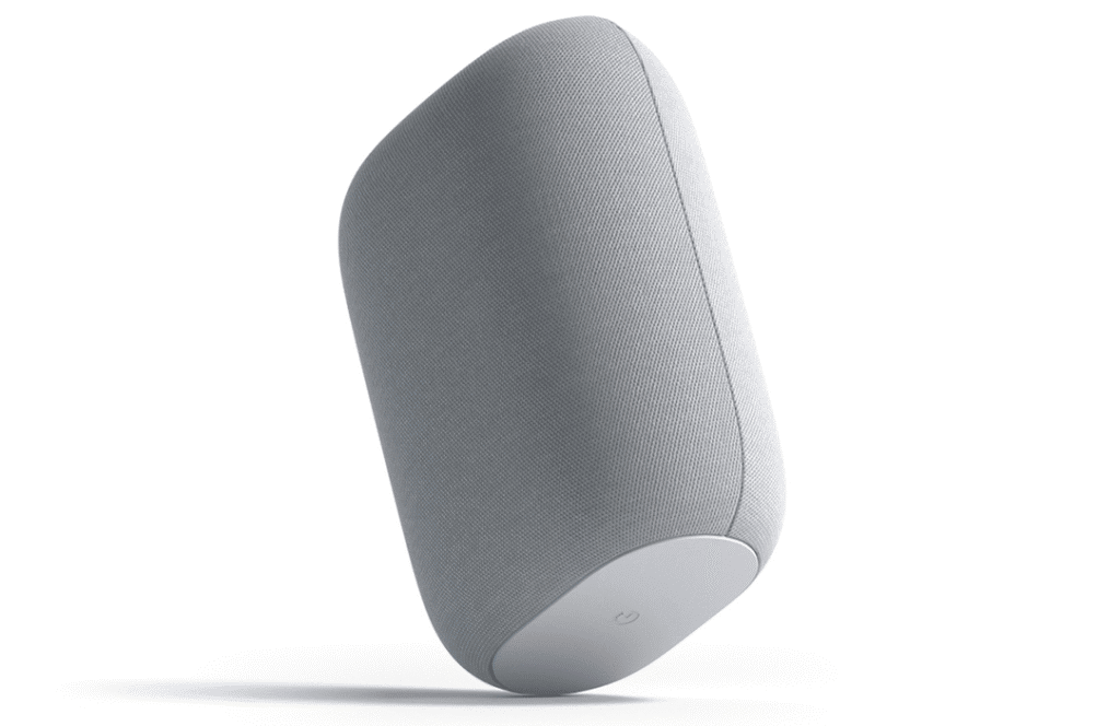 Altofalante inteligente google nest audio com design moderno.