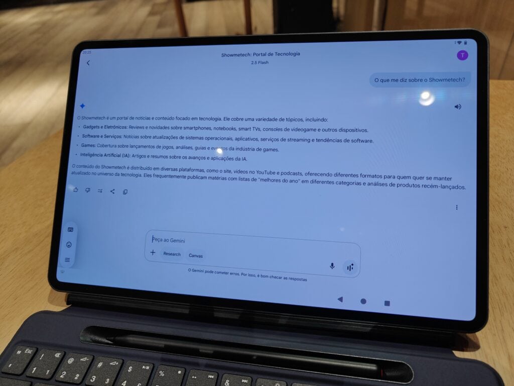 Interface do tablet tl12