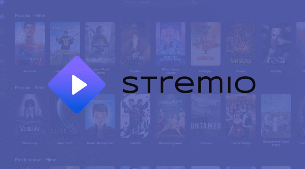 Streamio plataforma de streaming de filmes e séries, interface amigável, acessível, conteúdo variado e atualizado.