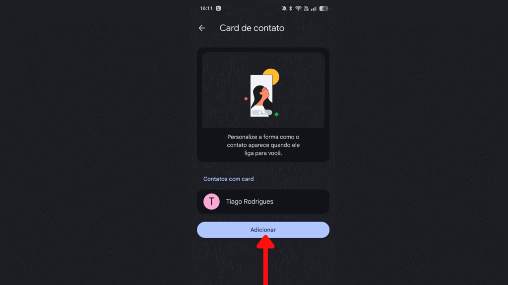 Como criar card de contato no android Como criar card de contato no android