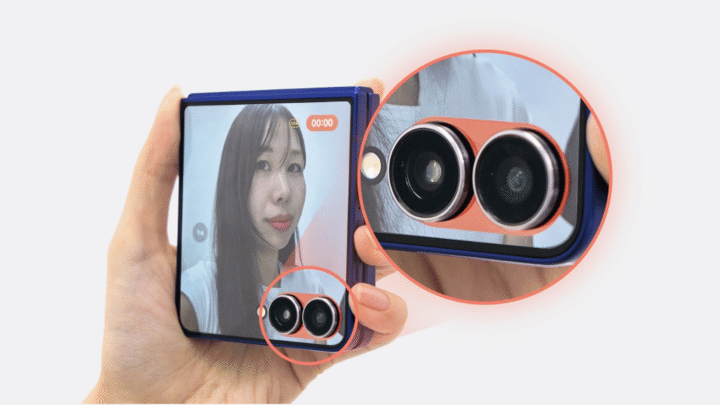 Review: galaxy z flip7 tem telas maiores, mais bateria e muita ia Detalhe de gravação de vídeo do galaxy z flip7