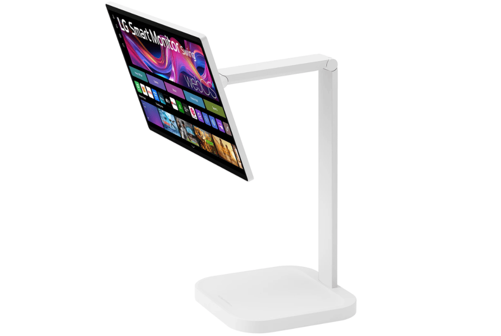 Display de monitor inteligente lg com suporte ajustável para tecnologia de ponta.