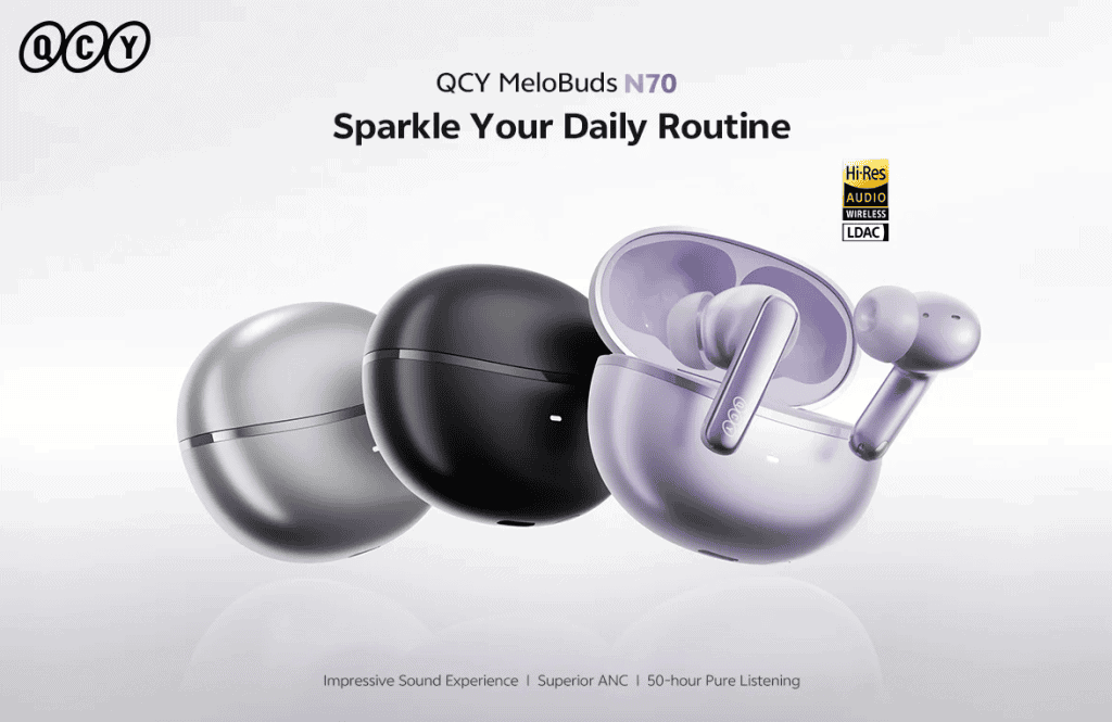 Qcy melobuds n70 é um fone true wireless com áudio premium e anc O qcy melobuds n70 está disponível em três opções de cores / imagem: qcy
