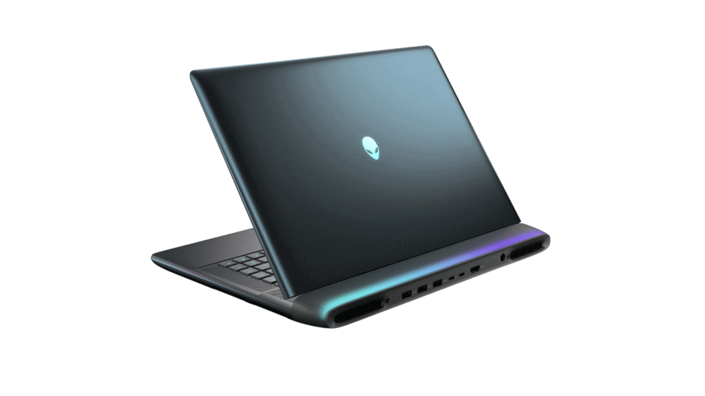 Alienware laptop com design futurista e alto desempenho, ideal para gamers e entusiastas de tecnologia.