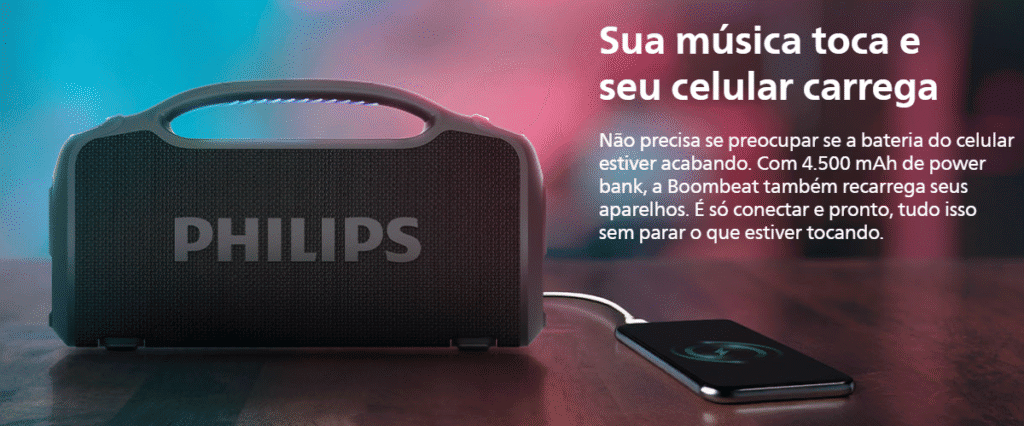Review: philips boombox boombeat é uma caixa de som poderosa e portátil Philips boombeat traz função de powerbank