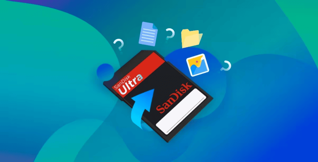 Cartão sd sandisk ultra de alta capacidade para armazenamento de dados e fotos.
