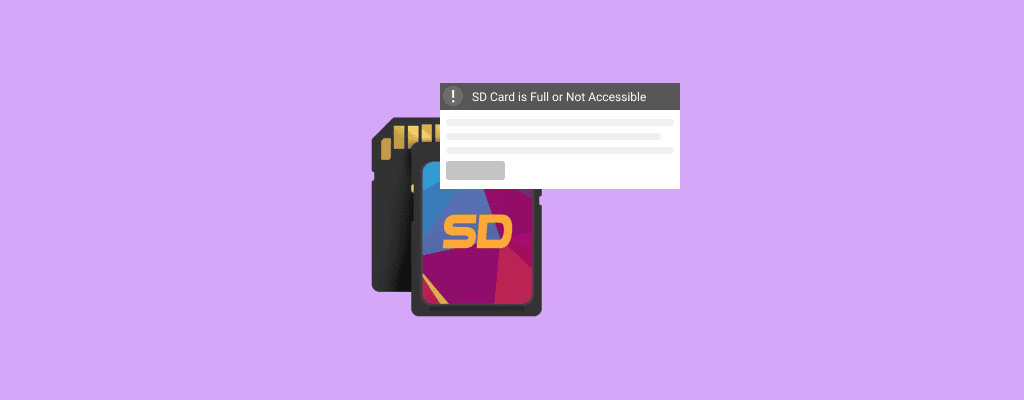 Cartão sd cheio com aviso de acesso não permitido, tecnologia de armazenamento portátil.