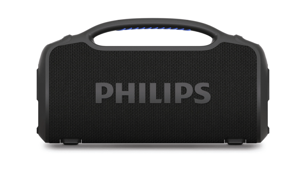 Review: The Philips Boombox Boombeat is a powerful and portable speaker. Front part of the philips boombox boombeat