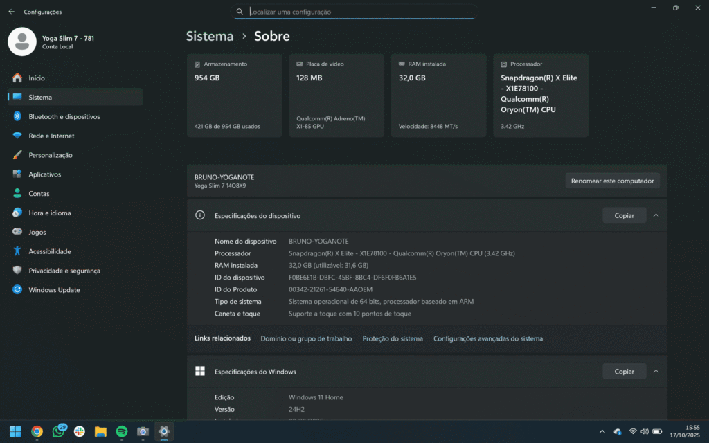 Dados do lenovo yoga slim 7i