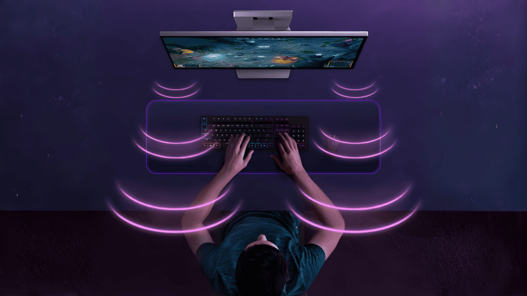 Review: monitor gamer odyssey 3d 27” é perfeito para entusiastas Representação dos alto-falantes do odyssey 3d