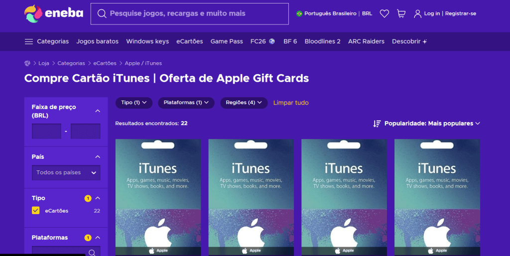 Itunes cartão presente digital para compra de apps e conteúdo em dispositivos apple.