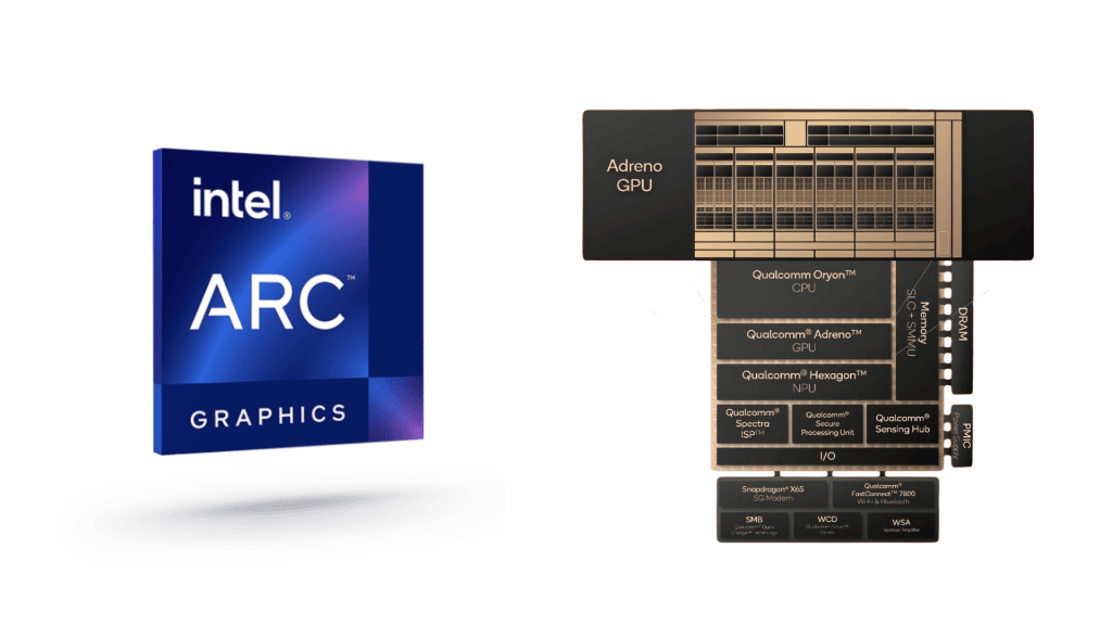 Gpus intel arc e qualcomm adreno