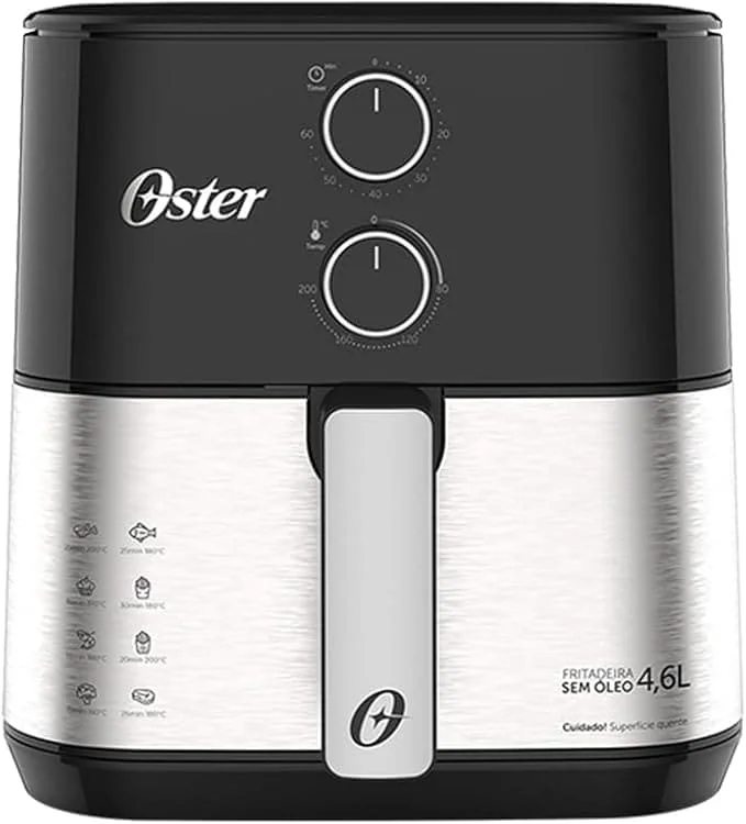 Confira air fryers em promoção na black friday a partir de r$ 139 Modelo de air fryer da oster com botões analógicos