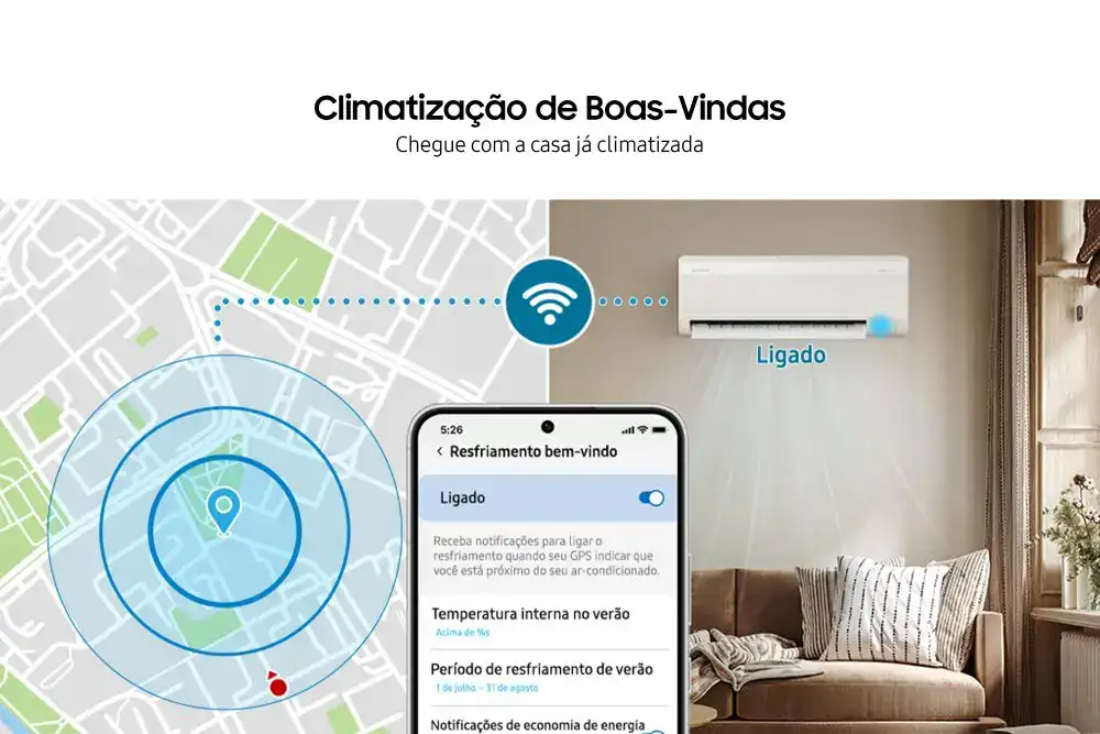 Samsung mostra benefícios da linha de ar-condicionado windfree ai Modo boas-vindas
