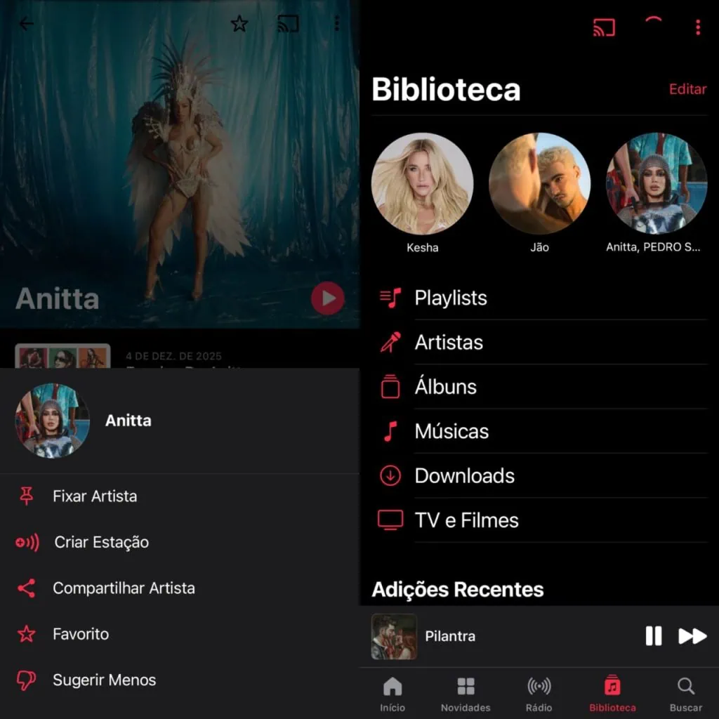 Apple music ganha diversas melhorias. Veja o que muda Itens fixados na biblioteca do apple music