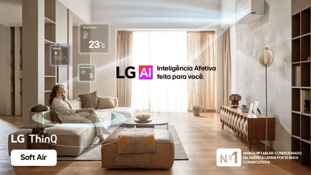 Ar-condicionado lg dual inverter ai air faz ajustes automáticos de temperatura pra você Dados de ia do lg dual inverter ai air