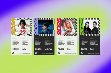 Imagem de quatro capas de álbuns do spotify 2025, representando diferentes gêneros musicais.