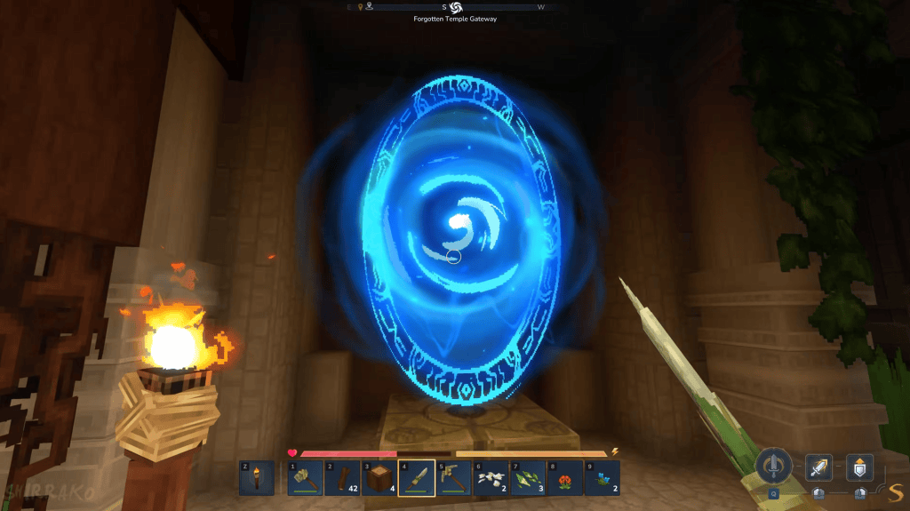 Portal mágico azul de minecraft, explorando magia e aventuras no jogo.