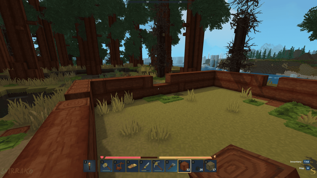 Natureza e árvores de jogo minecraft em ambiente de floresta.