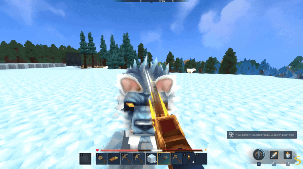 Animais de pixel atacando com arma em cenário de inverno no jogo minecraft showmetech.