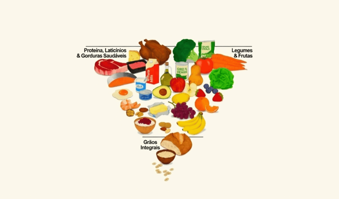 Nova pirâmide alimentar dos eua prioriza frutas, vegetais e proteínas. Entenda