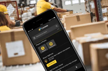 Entrega eficiente de encomendas com tecnologia do correios, incluindo aplicativo mobile para rastreamento e prazos.