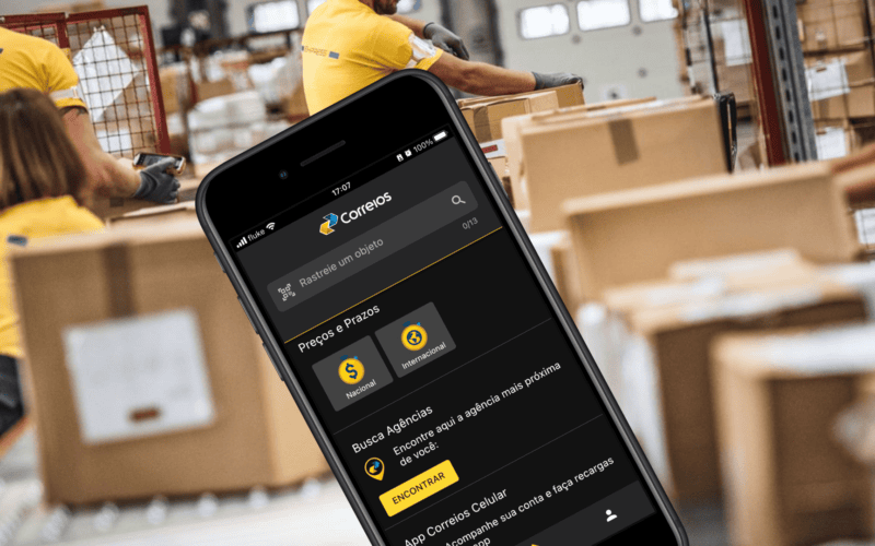 Entrega eficiente de encomendas com tecnologia do correios, incluindo aplicativo mobile para rastreamento e prazos.