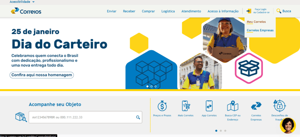 Veja como checar encomendas dos correios e evitar golpes Imagem de site correios exibindo rastreamento de encomendas pelo portal online.