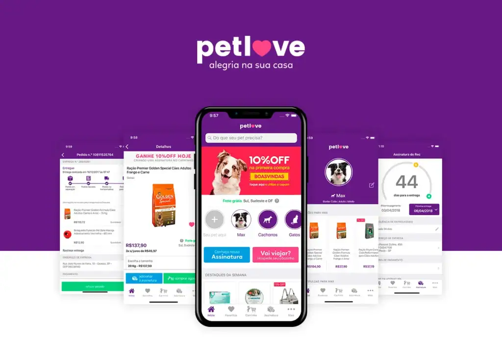 Vai viajar para o brasil? Confira apps essenciais para usar no país Tela do aplicativo petlove exibindo ofertas e produtos para pets.
