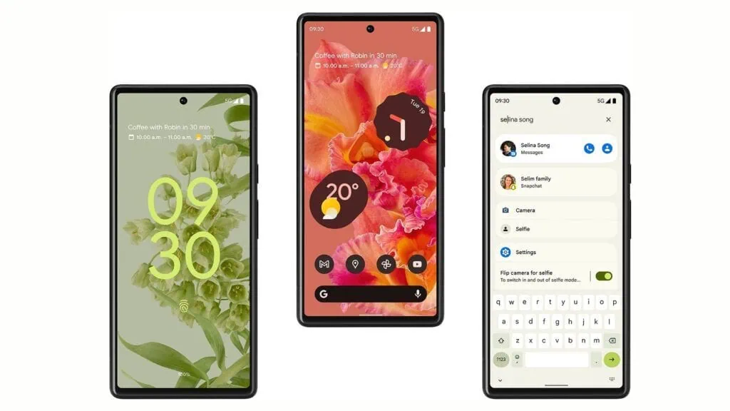 A história do android (versão 1 a 16) Imagem de três smartphones exibindo diferentes versões do android.
