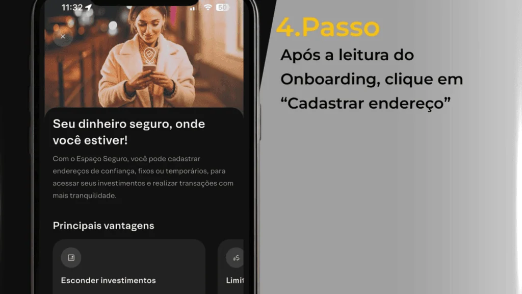 Apps de bancos: como ativar o modo de proteção por localização Botão para ativar o modo de proteção por localização no app do banco.