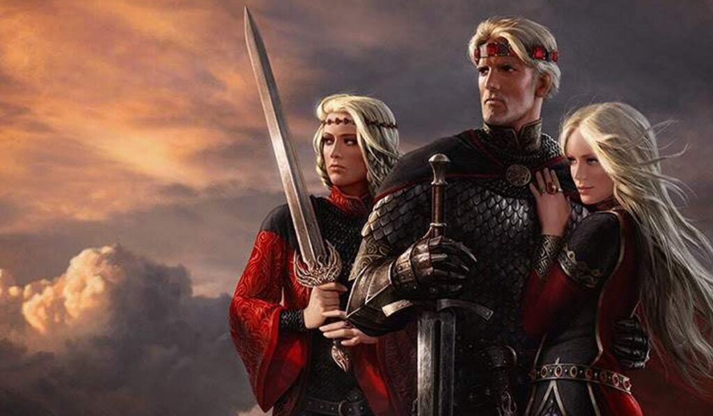 Veja a árvore genealógica da família targaryen Ilustração de visenya, rhaenys e aegon i