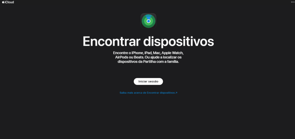 Como apagar um iphone roubado ou perdido pelo icloud Tela de login do icloud para localizar dispositivos apple.