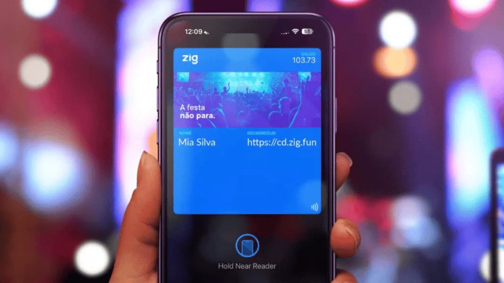 Vai viajar para o brasil? Confira apps essenciais para usar no país Aplicativo zig para eventos no brasil, mostrando uma tela de smartphone com código qr.