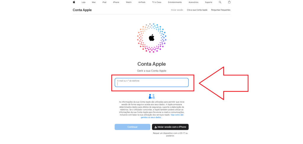 Como apagar um iphone roubado ou perdido pelo icloud Imagem de tela mostrando a página de login do icloud para localizar um iphone perdido ou roubado.